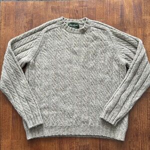 Eddie Bauer Classic & Vintage-Inspired Men’s 100% Wool Cable Knit Sweater Size L